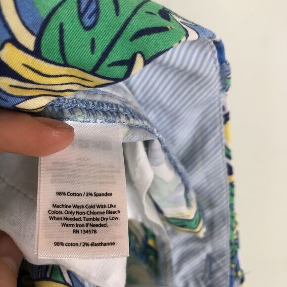 Vineyard Vines Toucan Print Banana Green Blue Chino Shorts Women's Size 0 - Picture 6 of 6